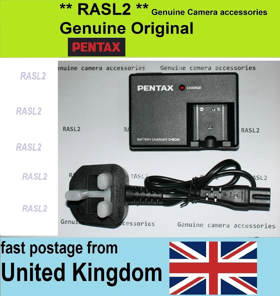 Genuine Pentax D-BC63 charger for DLI63 for Optio L36 L40 L30 M30 M40 T30 RS1000 - Image 1 of 2