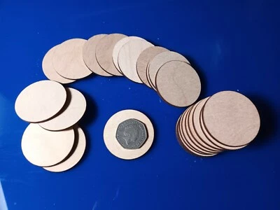 25x 45mm/4.5cm Wooden CIRCLE Craft Shapes Wood DIY Decoration Disc Plaque  - Image 1 of 3