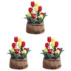  3 PCS Doll House Potted Plant Miniature Furniture Accessories