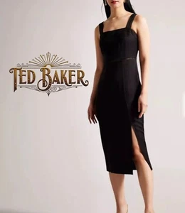 Ted Baker Women's Black Sheath Dress Medium Knee Length Square Neck EU Sz 0 $295 - Picture 1 of 5