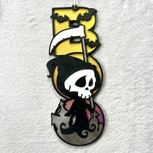 Halloween Boo Door Sign - Grim Reaper - Picture 1 of 3