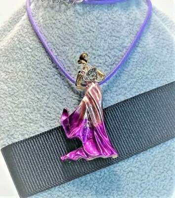 BETSEY JOHNSON BROCHE VESTIDO MORADO DAMAS NOCHE UN CORDÓN GARGANTILLA CUERO GRATIS Foto 1 de 4