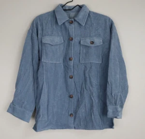 Damen Cord Button Down Shirts Boyfriend Langarm Oversize Mantel Blau XXS - Bild 1 von 13