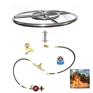 FR24ITCK+: IN-TABLE DIY GAS FIRE PIT KIT & 24" LIFETIME WARRANTED 316 BURNER - Picture 1 of 6