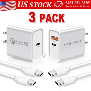 Caricabatteria da parete rapido 20 W USB-C casa blocco cubo e cavo 3 piedi per LG W41 W31 W11 - Foto 1 di 25
