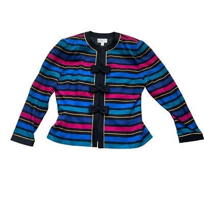 Chaqueta Blazer Adrianna Papell Lazo Para Mujer 12 Azul Rosa Seda Y2K Foto 1 de 4