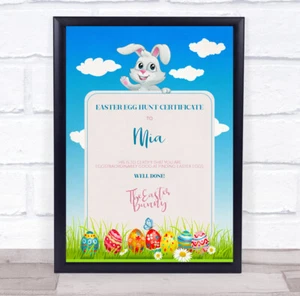 Huevo de Pascua Caza Sky White Bunny Certificado Personalizado Premio Impresión - Imagen 1 de 1