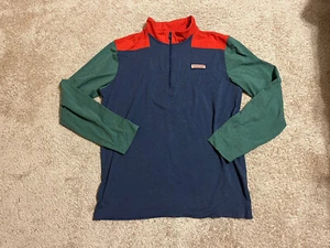 Vineyard Vines Mens Large Blue Colorblock Edgartown Shep 1/4 Zip Sweatshirt - Picture 1 of 6