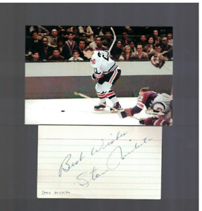 Stan Mikita Chicago Blackhawks Signed Index Card W/Photo W/Our COA 