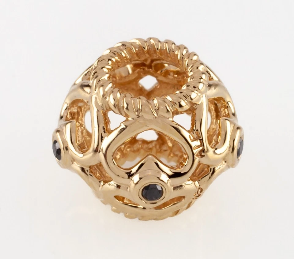 PANDORA 14k Oro Amarillo Diamante Negro Corazón Abierto Charm Retirado! 750466DB - Imagen 1 de 4
