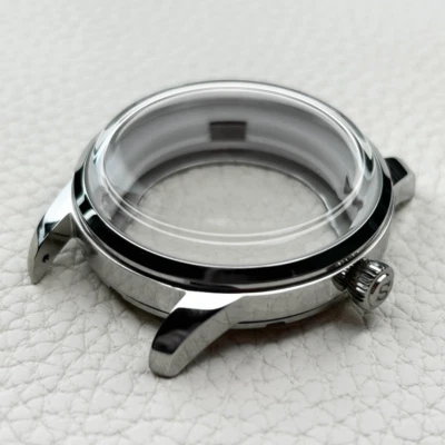 Polished 316L Cocktail Watch Case Arched Glass 40mm Fit NH35 NH34 Glass Back Mod - Image 1 of 4