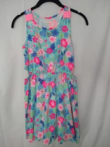 NWT Tommy Bahama Girl's L  10/12 Sleeveless Cotton Summer Dress Pink Blue floral - Picture 1 of 9