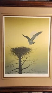David TRASK PRINT SIGNED,NUMBERED, wood FRAMED " PRIMEVAL" 1985 #33/950 - Picture 1 of 12