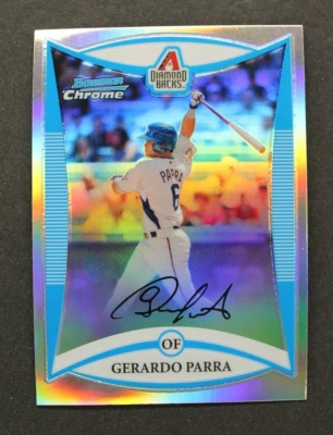 2008 Bowman Chrome Draft #BDPP103Refractor Gerardo Parra Diamondbacks - Image 1 of 2