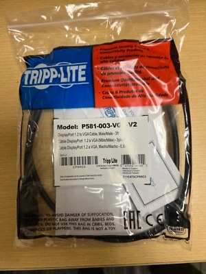 Tripp Lite P581-003-VGA-V2 DisplayPort 1.2 to VGA Active Adapter Cable, 3 ft. - Image 1 of 4