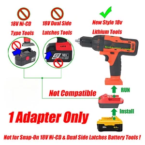 1x Adapter fits DeWalt 20V Batteries To for New Style Snap-On 18V CTB8185 Tools - Picture 1 of 9
