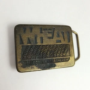 Vintage Stampede Spring Wheat Belt Buckle Farmer 70s Koleaco Rohm Haas Seed USA - Picture 1 of 13