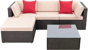 5 Pieces Patio Furniture Sets All Weather Outdoor Sectional Patio Sofa Manual We - Picture 1 of 12