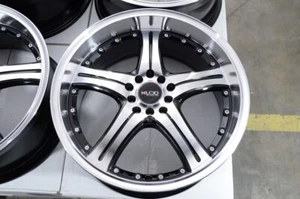 Kudo Racing Utopia 18x8 5x100 5x114.3 5x4.5 Black w/Polish Face Wheels Rims (4) - Picture 1 of 8