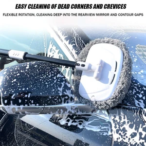 Telescopic Long Handle Chenille Broom Car Wash Brush Cleaning Mop Floor Cleaner - Picture 1 of 19