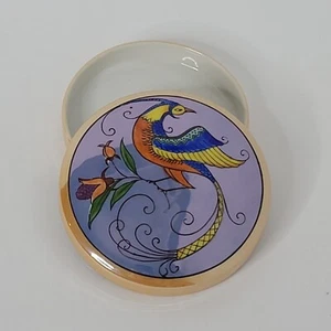 Noritake Hand Painted Bird of Paradise Pattern Powder Compact Lidded Dish Luster - Picture 1 of 10
