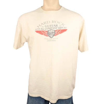 Hard Rock Cafe Cozumel Men's Large Cream Short Sleeve Cotton T-Shirt - Image 1 of 4