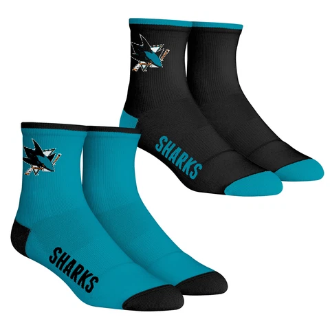Men's Rock Em Socks San Jose Sharks Core Team 2-Pack Quarter Length Sock Set Cover