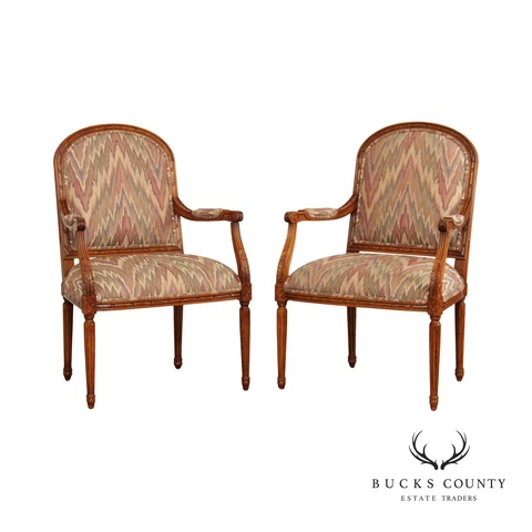 Ethan Allen French Louis XVI Style Pair Armchairs Cover