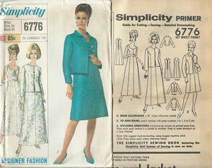 S 6776 sewing pattern 60's Princess DRESS Designer JACKET sew CHIC bust 34 UNCUT - Picture 1 of 1