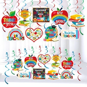 18Pcs Teacher Appreciation Decorations Thank You Teachers Hanging Swirls Deco... - Picture 1 of 5