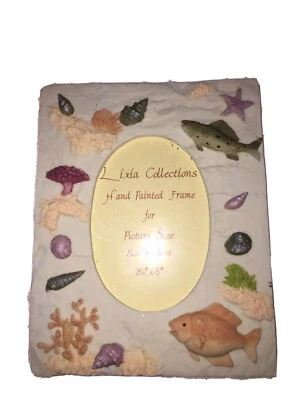 Fish Beach Shells Frame Picture Photo Holder Stand Souvenir Heavy 6” X 7.5” - Image 1 of 2