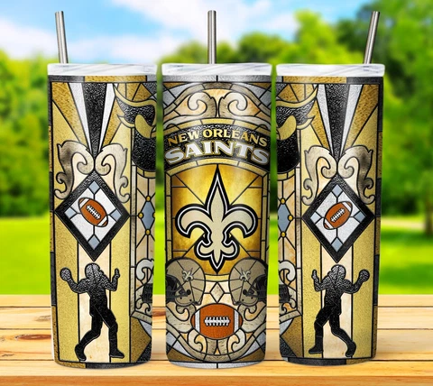 20oz New Orleans Saints tumbler with box, lid and straw Cover