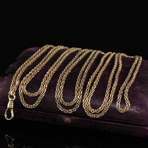 Antike Art Deco 14K Gelbgold verschlungene Glieder Doppelstrang Kette - 32 Zoll - Bild 1 von 4