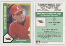 1990 CMC AAA Rochester Red Wings Green Backs Dick Bosman #27