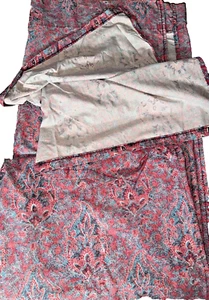 VTG RALPH LAUREN MEREDITH Blue Label RED & BLUE PAISLEY FLAT TWIN SHEET - Picture 1 of 16