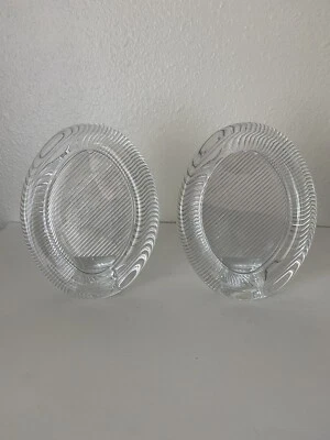 2 Vintage Mikasa Heavy Glass Oval Picture Frames Ribbed Wave Pattern Japan 80’s - Image 1 of 4