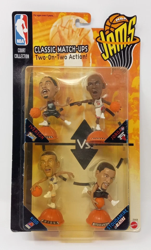 1999 NBA Jams Mattel 4 Action Figures Michael Jordan Iverson Kidd Stoudamire NEW - Image 1 of 4