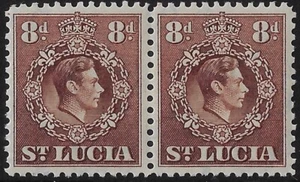 St. Lucia KGVI 7d brown pair, SG 134c/ Sc 120, MNH. VF. CV £7+ $8.75+(a1840 - Picture 1 of 3