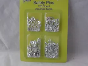 125 ct Safety Pins Sizes Large Small Medium Silver Baby Diaper Crafts      A13-1 - Picture 1 of 4