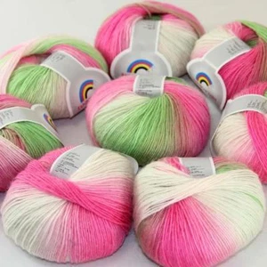 Sale DIY 8Ballsx50g Soft Cashmere Wool Colorful Rainbow Shawl Hand Knit Yarn 06 - Picture 1 of 18