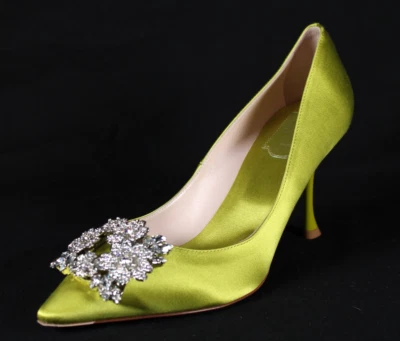 Sapatos de salto ROGER VIVIER US$ 1.995 verde cetim fivela de joias EFFLORESCENCE 39 - Imagem 1 de 4