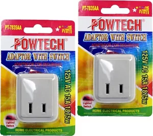 Adattatore di alimentazione a porta singola da 2 confezioni con interruttore acceso/spento Powtech PT7835AA NUOVO - Foto 1 di 5