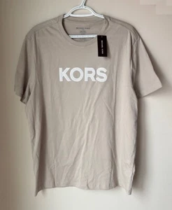 Size L - Michael Kors Men's Cotton Logo Crew Neck Short Sleeve T-Shirt - DUNE - Picture 1 of 5
