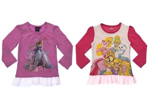 Disney Princess Cinderella Top Long Sleeve Party T-Shirt Tulle Frill Tutu Trim - Picture 1 of 6
