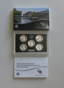 America the Beautiful Quarters Silver Proof set - 2019 Complete with Box and COA - Picture 1 of 2