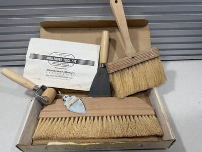 Винтажный набор инструментов для рукоделия обоев - щетки и ролик - Изображение 1 из 4