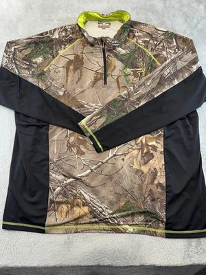 Realtree Men’s 1/4 Zip Dri-Fit LS Shirt Size 2XL Camo/Black - Image 1 of 4