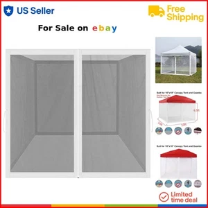 Mosquito Net Screen for 10x10 Gazebo Outdoor Garden Camping Zippered Mesh Walls - Picture 1 of 9