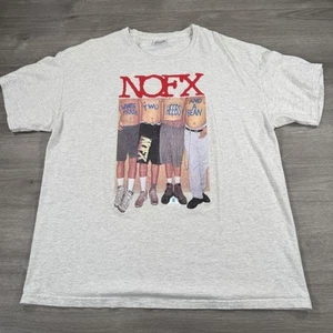 Vintage NOFX Hemd Herren XL grau weiß Trash Two Heebs And A Bean Punk Band 90s - Bild 1 von 11