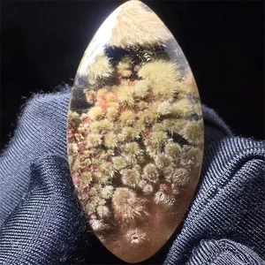 3.9cm Natural "Green Flower" Rutilated Quartz Cabochon-28 - Picture 1 of 8